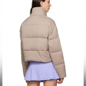 Girlfriend Collective Cropped Taupe Grey Beige greige Recycled Puffer